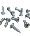 Close-up of twelve half inch screws for Low Profile Two Inch Cabinet Casters Set Of Four With Mounting Plate And Wood Screws
