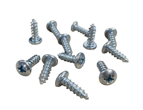Close-up of twelve half inch screws for Low Profile Two Inch Cabinet Casters Set Of Four With Mounting Plate And Wood Screws