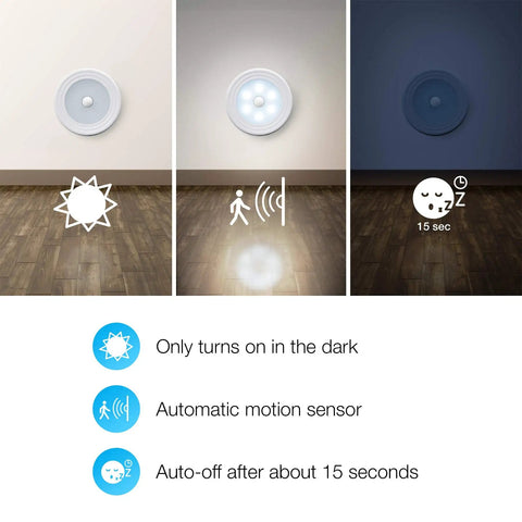 Motion Sensor Light 3 Pack No Wiring Battery Operated Stick Anywhere Closet Wall Stair Hallway Bathroom Bedroom Kitchen Cabinet Lights Auto On In The Dark Cool White