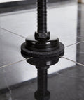 Beefy Adjustable Furniture Leveling Feet 4 Pack Extra Thick Built Different Zero Wobble Support base with nonslip floor savers on tile.