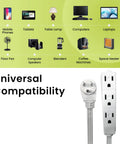 Badass 16 By 3 SJT Extension Cord 8 Foot Heavy Duty Workhorse with three outlets and ultra thin flush socket for various devices.