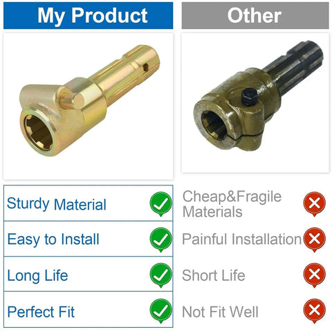 Tough Built Pto Extender For Tractor 1-3/8 Inch 6 Spline Female To Male Quick Connect Adapter comparison image with features.