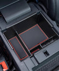 Ford Explorer Console Organizer Tray For 2020 Through 2026 Deep Armrest Storage Box With Coin Holder And Non Slip Mats Red Interior