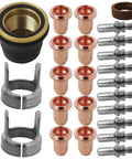 24 Piece Tip Electrode Kit For Cut 55DS Pro And 65DS Plasma Cutter With Electrodes And Nozzles In Brass Zinc Alloy Stainless Steel