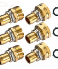 Garden Hose Repair Kit With Clamps Six Piece Set Male And Female Connectors For Three Quarter Inch Or Five Eighth Inch Hoses