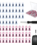 60 Piece Tire Repair Kit With Rubber Nails And Screw Plugs, Includes Screwdriver, Self Service Patch Tool, tire image and case
