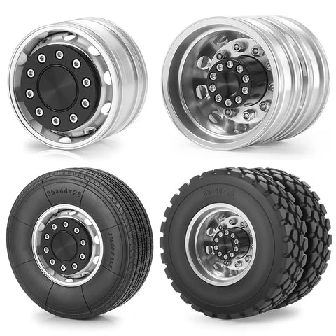 RC Car Repair Kit For One Fourteen Scale RC Tractor Truck And Trailer With Durable Wear Resistant Tires And Rims Set