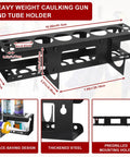 Kick Mess To The Curb With This Built Tough Caulk Tube Holder Wall Mount Rack For Garage Workshop, showing steel design and dimensions.