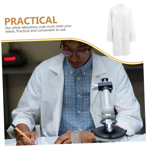 Men's White Lab Coat Costume For Doctors And Med Pros Unisex Design In XXL Size, Comfortable Cotton Lab Coat For Lab Work