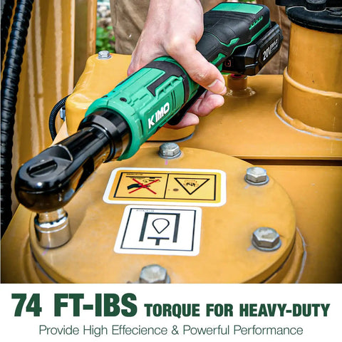 Cordless Electric Ratchet Wrench Kit Delivers Forty Foot Pounds Of Torque At Four Hundred RPM, 20 Volt in use on machinery