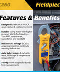 Compact HVACR Clamp Meter With True RMS Temperature Capacitance And Backlight For Field Service shown beside equipment