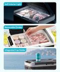 22Qt Portable Car Fridge And Freezer With Dual 12V Dc And 110V Ac Plugs, Compact Rv Cool Box For Road Trips Tailgating Camping, showing interior light and removable divider.