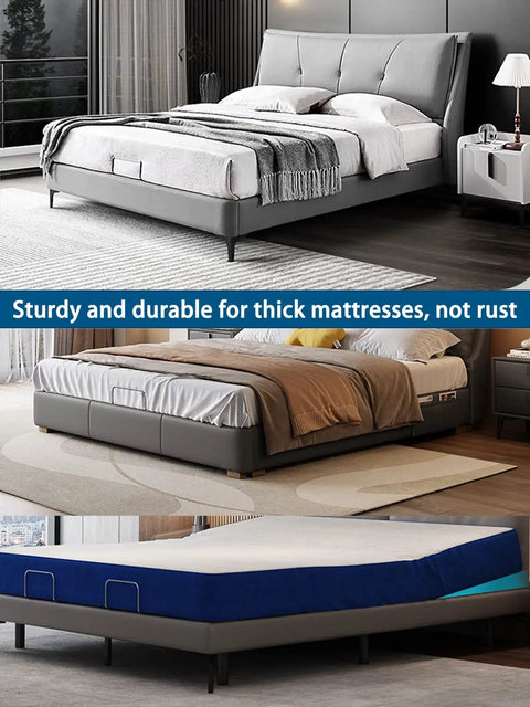 Heavy Duty Chrome Mattress Retainer Bars 2 Pack Solid Metal Bed Frame Grippers Keep Your Sleep Setup Locked Down No More Slipping Around For Platform Beds Over Ten Inches Tall in modern bedrooms.