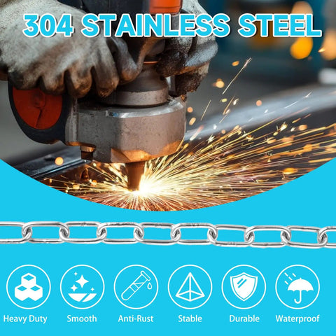 Beefy 5mm 304 Stainless Steel Chain Heavy Duty 13.1 Feet Silver Outdoor Hanging Link Chain For Swing Fence Gate Garden Anchor Security DIY Home Hardware, 304 stainless steel chain cutting sparks visible