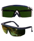 Welding Safety Goggles With IR Filter Shade 5.0, Antifog Wraparound UV Protection, displayed front and side view.