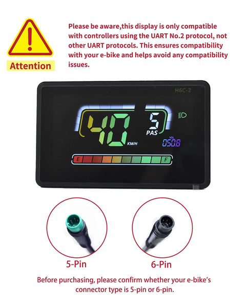 Ebike LCD Display With UART No 2 Protocol Colorful Bike Computer App Connectivity And USB Charging Port Panel Screen Speedometer Odometer 6 Pin Dope