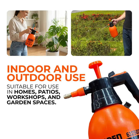 0.53 Gallon Handheld Pump Sprayer With Adjustable Copper Nozzle For Plants And Lawn Care in home and garden use.