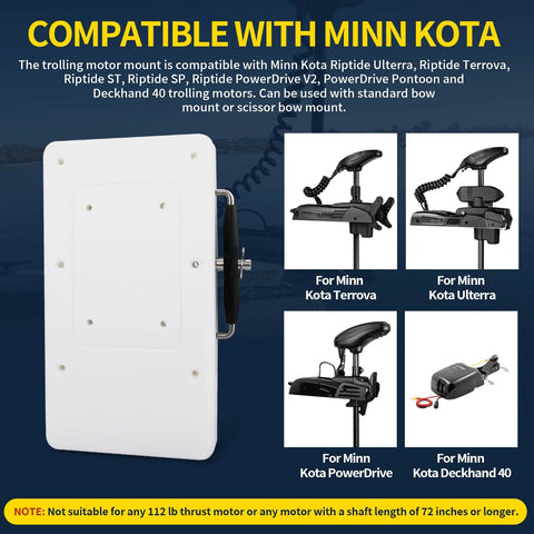 Quick Release Trolling Motor Mount Bracket For Ulterra Terrova PowerDrive V2 Riptide ST SP Deckhand 40 Electric Steer Mounting Plate 1854017 RTA 17 White No Fuss Quick Install Built Rock Solid with Minn Kota motor compatibility.
