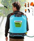 Person using Battery Powered Backpack Sprayer 5.28 Gallons 20L With Mixing System And Telescopic Wand Adjustable 78 To 101 PSI