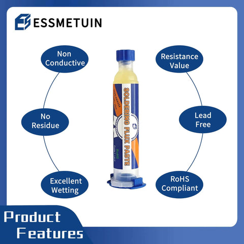 Pro Grade No Clean Flux Paste For Electronics Soldering And Desoldering Wick Kit, 10cc tube with product features