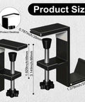 Aluminum Alloy Headphone Stand For Desk Mount, showing dimensions and silicone pad for under desk headset holder and hook.