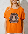 Monkey DTF Transfers For T Shirts Ready To Press Heat Transfer Stickers 7x7 Inches on orange shirt