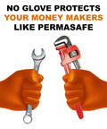 Extreme Duty Orange Nitrile Gloves With 8 Plus Mil Thickness And Textured Non Slip Grip Built Tough As Nails For Mechanics And Tradesmen Powder Free Latex Free Industrial Work Gear That Handles The Rough Stuff, holding tools.