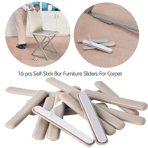 16 Piece Self Stick Furniture Sliders For Carpet Floors Straight Up Heavy Duty Reusable Moving Pads on carpet floor.