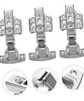HAKIDZEL stainless steel cabinet hinges; three hinges with mounting plates, rust-resistant, heavy-duty for kitchen cabinets