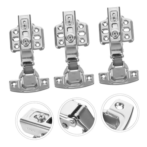 HAKIDZEL stainless steel cabinet hinges; three hinges with mounting plates, rust-resistant, heavy-duty for kitchen cabinets