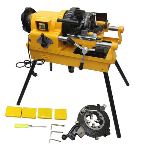 Heavy Duty Electric Pipe Threading Machine Cuts And Threads Half To Three Inch Bspt And Npt Pipes With Smooth Power and solid stability on site.