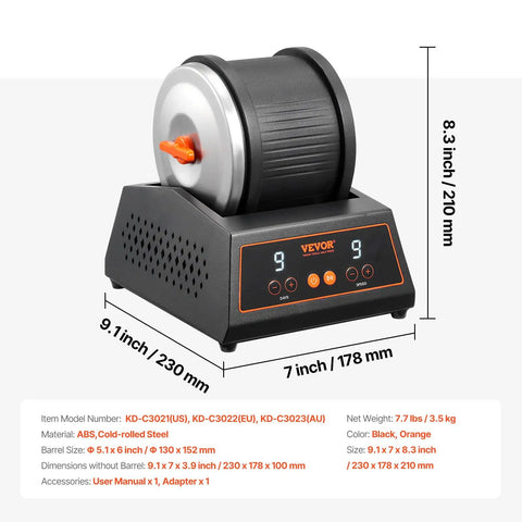 Dope Rock Tumbler Machine With 4 Lb Capacity, Direct Drive Motor For Silent Operation, cold rolled steel body on display