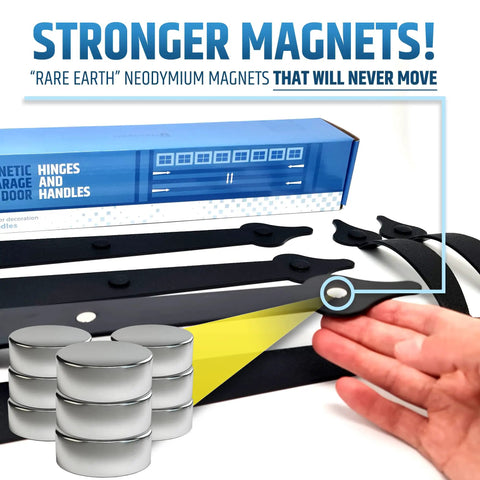 Magnetic Garage Door Hardware Kit With 2 Faux Handles And 4 Hinges Easy No Drill Install In Minutes Rock Solid Hold