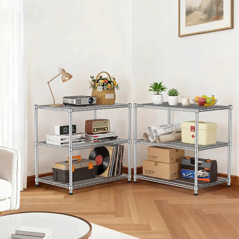 Beefy Heavy Duty 24 Inch Deep Metal Wire Shelving Unit For Kitchen Garage And Pantry, Adjustable Shelves, Microwave Stand, Sturdy Steel Bakers Rack, Standing Organizer, Industrial Grade Storage With 550 Lbs Per Shelf And 1650 Lbs Total Capacity in living room