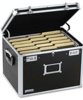 Black Portable Locking File Box With Dual Combination Lock For Legal And Letter Size Docs Big Storage Open With Folders Visible