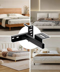 Adjustable Headboard Brackets Metal Bed Frame Wall Mounts With Footboard Extension Kit Fits Twin Full Queen King Bed Hella Secure Grip Rock Solid Black Steel And No Sweat Assembly, showcasing installation on various bed styles.