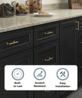 Francisco 10 Pack Cabinet Pulls 3 Inch Hole Center Handles Champagne Bronze Hardware for Kitchen Cabinets Doors Drawers