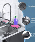 Silicone Sink Splash Guard Behind Faucet Drip Catcher Mat Keeps Counters Dry Countertop Saver 14.5 Inch By 5.4 Inch Grey