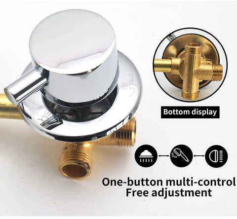 Heavy Duty Polished Brass Shower Valve Featuring Smooth Turning Four Way Water Outlet And Drip Free Performance That Kicks Rust To The Curb For Bathroom Makeovers with chrome finish and multi-control features.