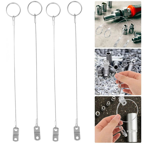 Stainless Steel Quick Release Safety Pins With 240mm Coil Lanyard, Marine Tether Kit For Boats And Trailers, shown installed and in use.