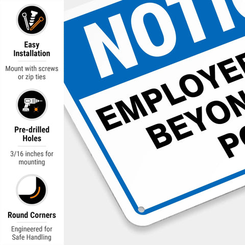 Employees Only Beyond This Point Sign Made From Rust Free Aluminum For Indoor Outdoor Use Tough As Nails Weather Resistant Workplace Safety Signage for offices, shops, warehouses
