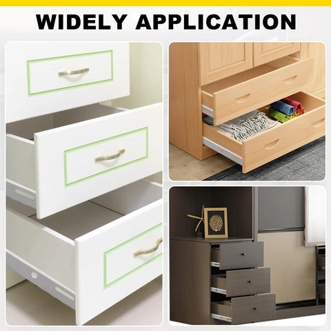 Get Rid Of Sticky Drawers With These Rock Solid 12 Inch Drawer Slides One Pair Smooth Extension Glides shown in various furniture applications.