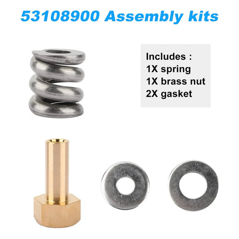 Slick Spring Barrel Nut Assembly For Pool And Spa Filter Housing Clamp Kit including brass nut, spring, and gaskets.