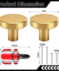Dimensions of Two Pack Matte Gold Bifold Closet Door Knobs with screws and screwdriver