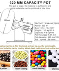 Heavy Duty Chocolate Sugar Coating Machine And Candy Polisher with 320mm capacity pot, crafted from food grade 304 stainless steel.