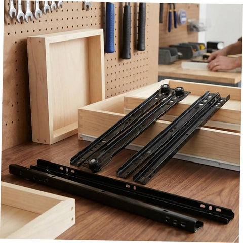 Two Sets Soft Close Bottom Mount Drawer Slides, Heavy Duty Iron Rails, Quiet Smooth Sliding Hardware For Kitchen Cabinets, Dressers, And Furniture, Easy Installation, Durable Metal Drawer Slides Replacement on wooden drawer box