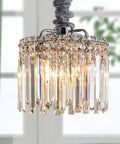 Modern Crystal Chandelier With K9 Crystals And Warm Gold Frame, 4 Light Flush Mount Ceiling Fixture In Chrome Finish