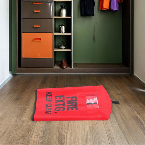 Rugged Outdoor Fire Extinguisher Cover With Quick Install Mount And Inspection Tag Pocket for wall or truck mount on floor