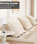 Crystal Table Lamp Set Of 2 With USB A And USB C Ports And 2 Pin Outlet Charge Up To Six Gadgets At Once on a white living room sofa table.