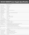 Specification sheet for 24V 300W LED Power Supply With Five In One Dimming: 0-10V, 1-10V, Triac, 10V PWM, And Resistor Dimming.